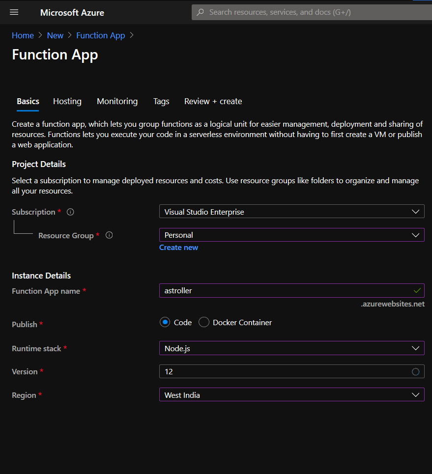 Configure Azure Functions